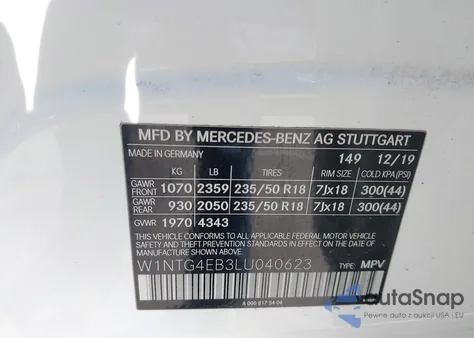 2020 Mercedes-Benz Gla 250 z USA, uszkodzony, nr VIN W1NTG4EB3LU040623